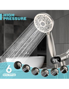 Cabezal de Ducha de Mano JDO con Pantalla LED y 6 Modos 2