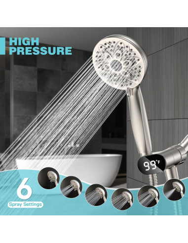 Cabezal de Ducha de Mano JDO con Pantalla LED y 6 Modos