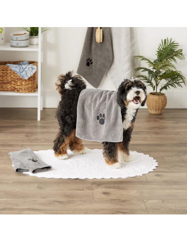 Set de 3 Toallas de Microfibra para Mascotas Bone Dry 38x76 cm Gris