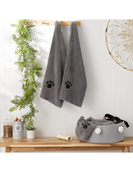 Set de 3 Toallas de Microfibra para Mascotas Bone Dry 38x76 cm Gris