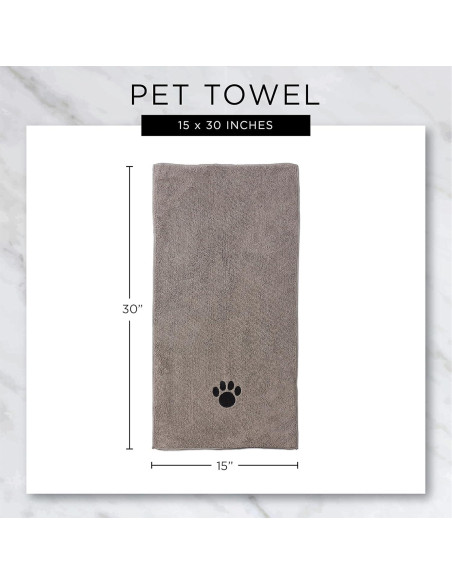 Set de 3 Toallas de Microfibra para Mascotas Bone Dry 38x76 cm Gris