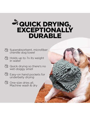 Toalla Super Shammy Soggy Doggy para Perros Gris 78.74x35.56 cm