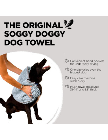 Toalla Super Shammy Soggy Doggy para Perros Gris 78.74x35.56 cm