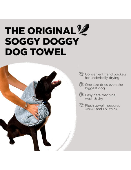 Toalla Super Shammy Soggy Doggy para Perros Gris 78.74x35.56 cm