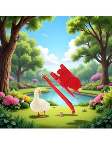 Arnés Ajustable para Patos y Pollos Pssopp - Chaleco Transpirable Rojo M
