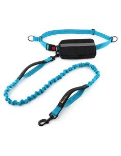 Correa Retráctil para Perros Plutus Pet Manos Libres Azul - Bungee con Doble Mango Acolchado