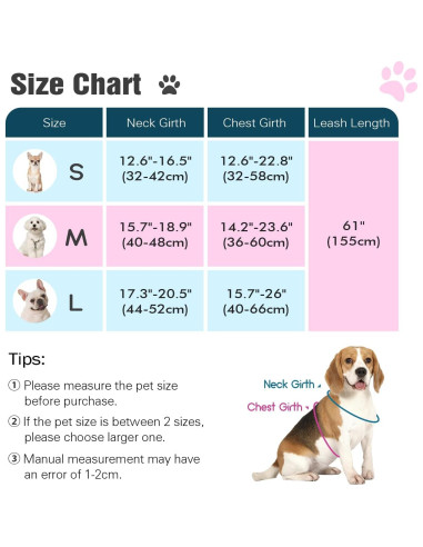 Conjunto Arnés y Correa Pawaboo para Perros Pequeños S Magenta