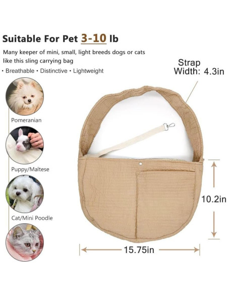 Transportín Bandolera para Perros Pequeños NATUYA Marrón