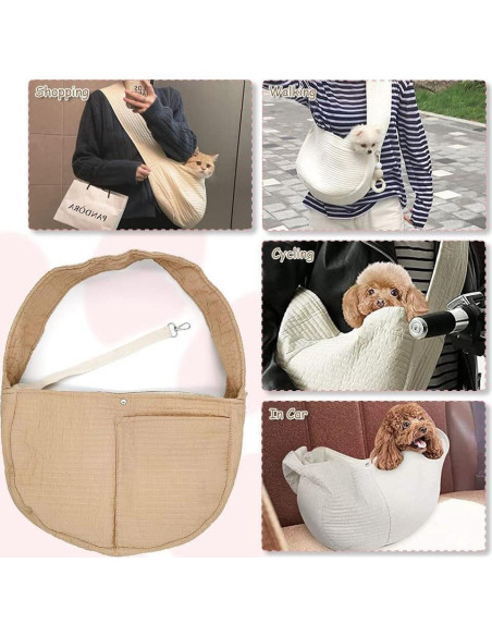 Transportín Bandolera para Perros Pequeños NATUYA Marrón