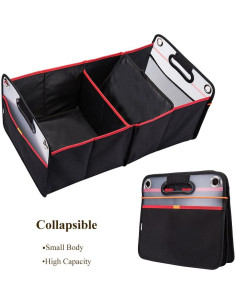 Organizador de Maletero COVAX Plegable 24L Negro/Rojo 2