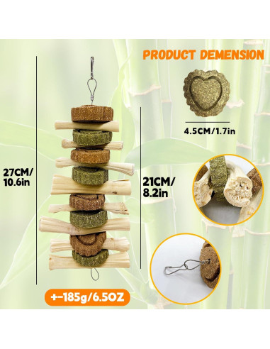 3 Juguetes de Masticar para Conejos Hamiledyi - Pastel de Hierba Natural