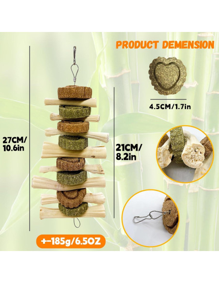 3 Juguetes de Masticar para Conejos Hamiledyi - Pastel de Hierba Natural