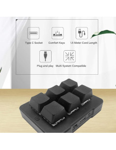 Teclado Mecánico Compacto 6 Teclas Serounder Azul Inalámbrico 2