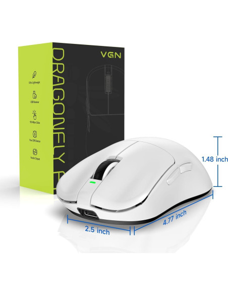 Ratón Gaming Inalámbrico VGN F1 MOBA 26000 DPI 55g Blanco