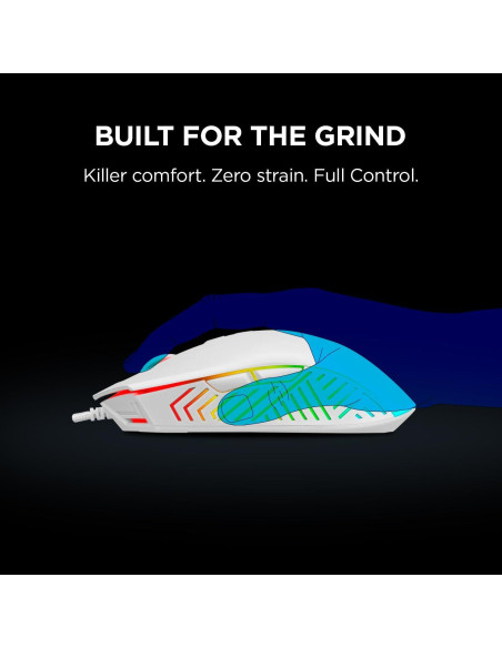 Ratón Gaming Rampage Spear V2 Blanco Con Cable RGB 12800 DPI