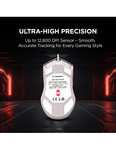 Ratón Gaming Rampage Spear V2 Blanco Con Cable RGB 12800 DPI