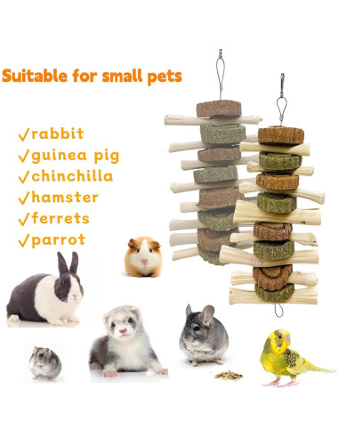 3 Juguetes de Masticar para Conejos Hamiledyi - Pastel de Hierba Natural