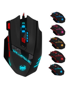 Ratón Gaming Zelotes T90 9200 DPI USB 8 Botones LED Negro
