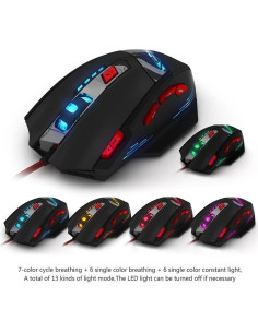 Ratón Gaming Zelotes T90 9200 DPI USB 8 Botones LED Negro 2