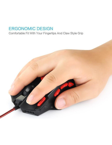 Ratón Gaming Zelotes T90 9200 DPI USB 8 Botones LED Negro