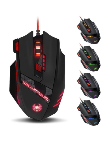 Ratón Gaming Zelotes T90 9200 DPI USB 8 Botones LED Negro