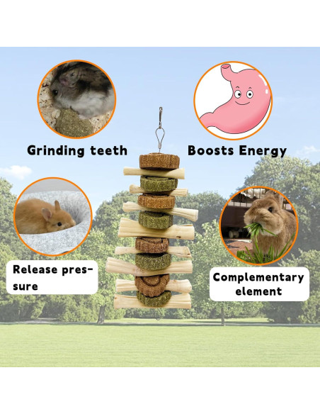 3 Juguetes de Masticar para Conejos Hamiledyi - Pastel de Hierba Natural