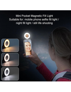 Luz de Selfie LED Magnética Yunseity, 3 Modos, Recargable 2
