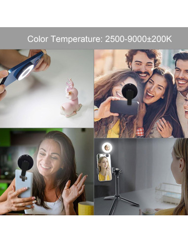 Luz de Selfie LED Magnética Yunseity, 3 Modos, Recargable