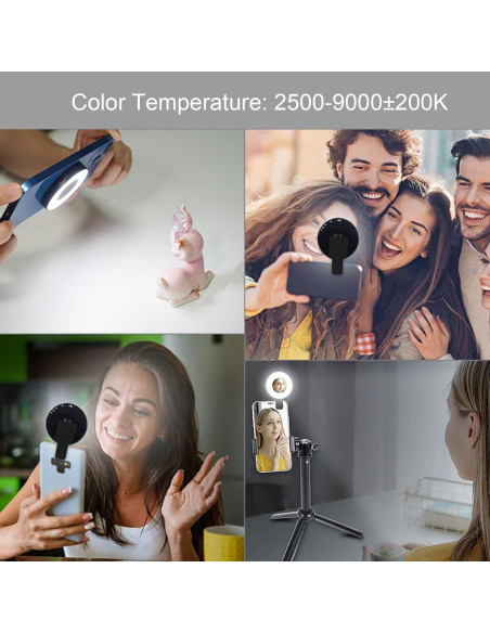 Luz de Selfie LED Magnética Yunseity, 3 Modos, Recargable