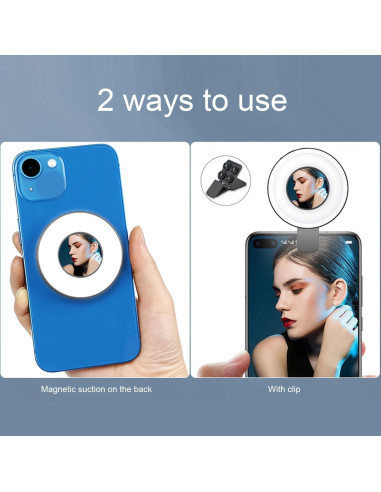Luz de Selfie LED Magnética Yunseity, 3 Modos, Recargable