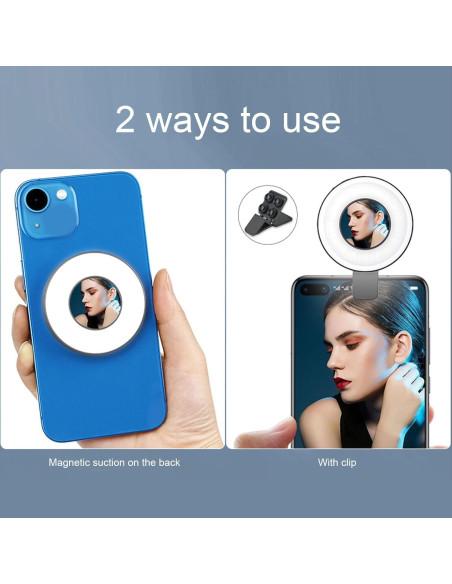 Luz de Selfie LED Magnética Yunseity, 3 Modos, Recargable