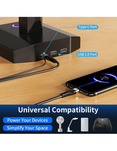 Soporte para Auriculares RGB Meiboshin con Puertos USB - Negro