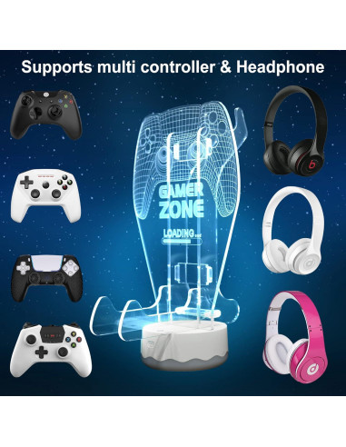 Soporte para Auriculares y Controlador YuanDian con Luz LED 3D