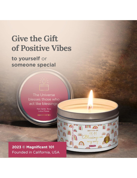 Vela de Afirmación Magnificent 101 - Cera de Soja 170 g - Aroma Salvia y Palo Santo - 35 Horas de Quema