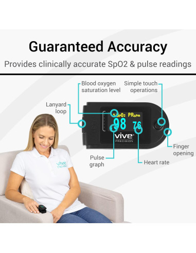 Oxímetro de Pulso Bluetooth Vive Precision con Estuche y Baterías