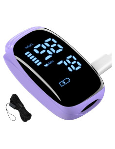 Oxímetro de Pulso Manhero OLED Recargable con Alarma Púrpura