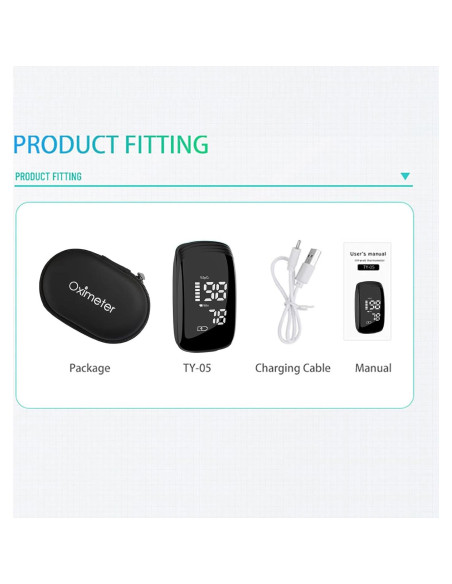 Oxímetro de Pulso FVYMZKA TY05 Recargable LED HD para Deportes