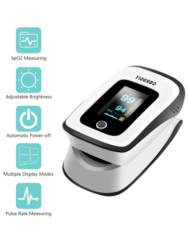 Oxímetro de Pulso YIDERBO - Medición SpO2 y Frecuencia Cardíaca