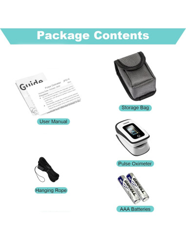 Oxímetro de Pulso YIDERBO - Medición SpO2 y Frecuencia Cardíaca