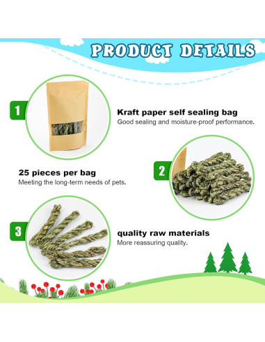 25 Palos de Heno Timothy para Conejos y Roedores - Matafat