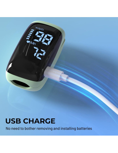 Oxímetro de Pulso Digital LBEAURG con Pantalla LED Verde