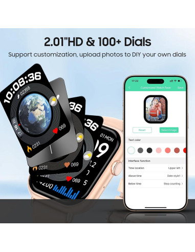 Reloj Inteligente Zoklze Rosa 2.01" Fitness Bluetooth IP67