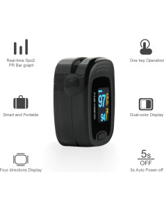 Oxímetro de Pulso CONTEC CMS50NA con Cuerda de Cuello, Negro 2