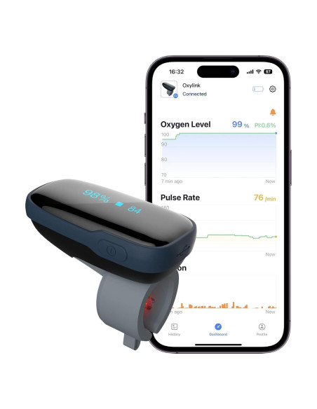 Monitor de Oxígeno en Sangre Vibeat Oxylink - Medidor Bluetooth para Dedo