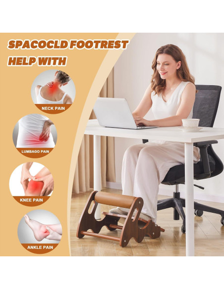 Reposapiés ergonómico ajustable Spaccld de madera antideslizante