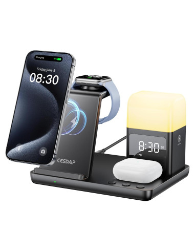 Estación de Carga Inalámbrica 6 en 1 CESDAP para iPhone y Apple Watch