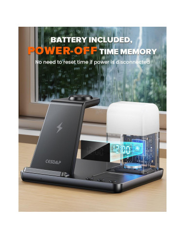 Estación de Carga Inalámbrica 6 en 1 CESDAP para iPhone y Apple Watch