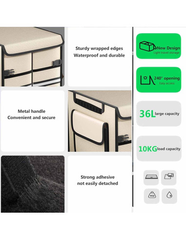 Organizador de Maletero GSCDJCM 36L Plegable Impermeable Beige