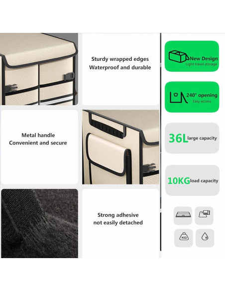 Organizador de Maletero GSCDJCM 36L Plegable Impermeable Beige