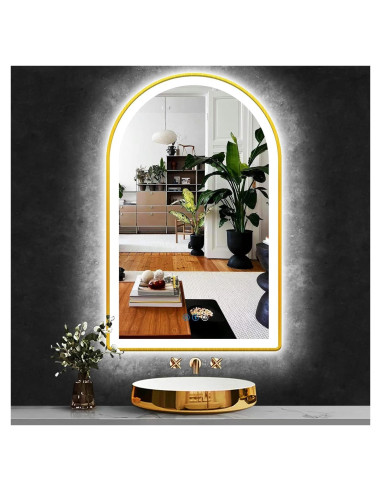 Espejo LED de Baño ARUMMA 50x80 cm Arco Dorado Anti Niebla